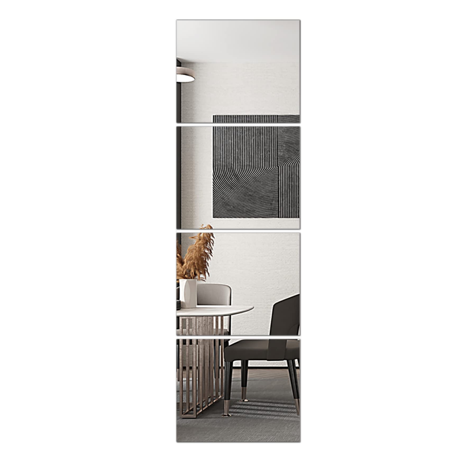 Glass Full Length Wall Body Mirror Tiles Mounted Frameless Home Bedroom Decor