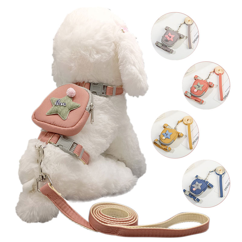 Soft Adjus<a href='/table/'>table</a> Star Pattern Backpack Pet Harness Set 