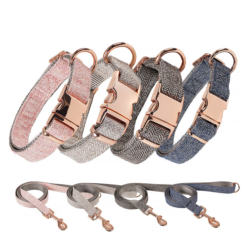 Nylon Twill Metal Buckle Tweed <a href='/pet-collar/'>Pet Collar</a> And Leash Set