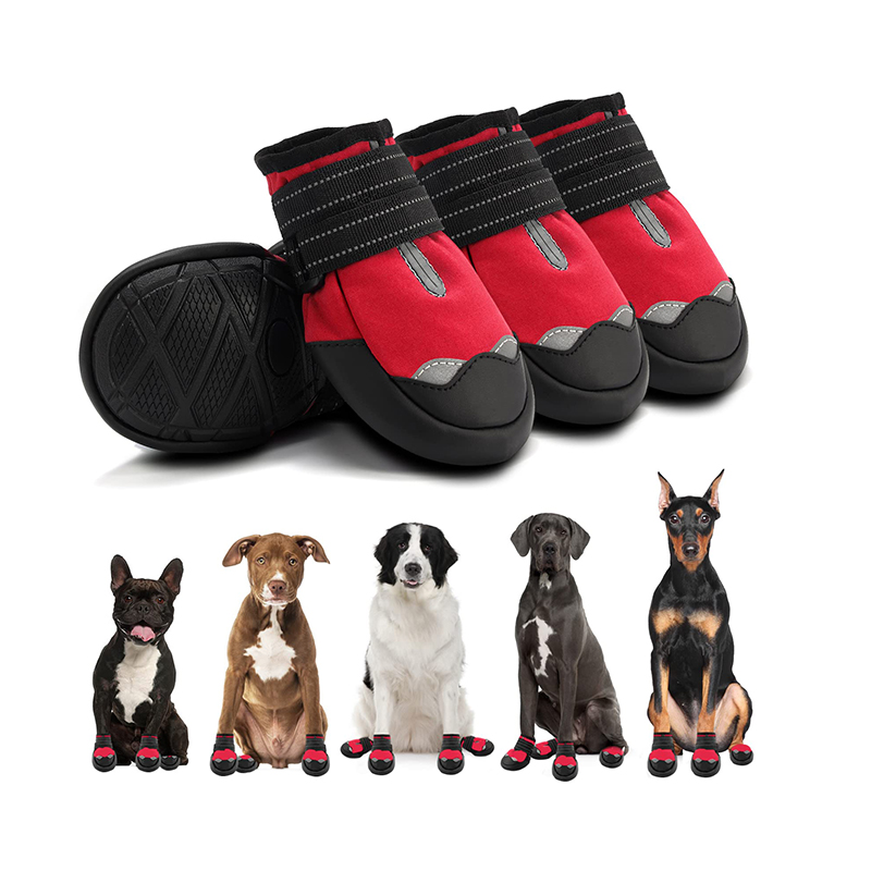 4 Pack Outdoor Walking Anti Slip Sole Dog Boots 