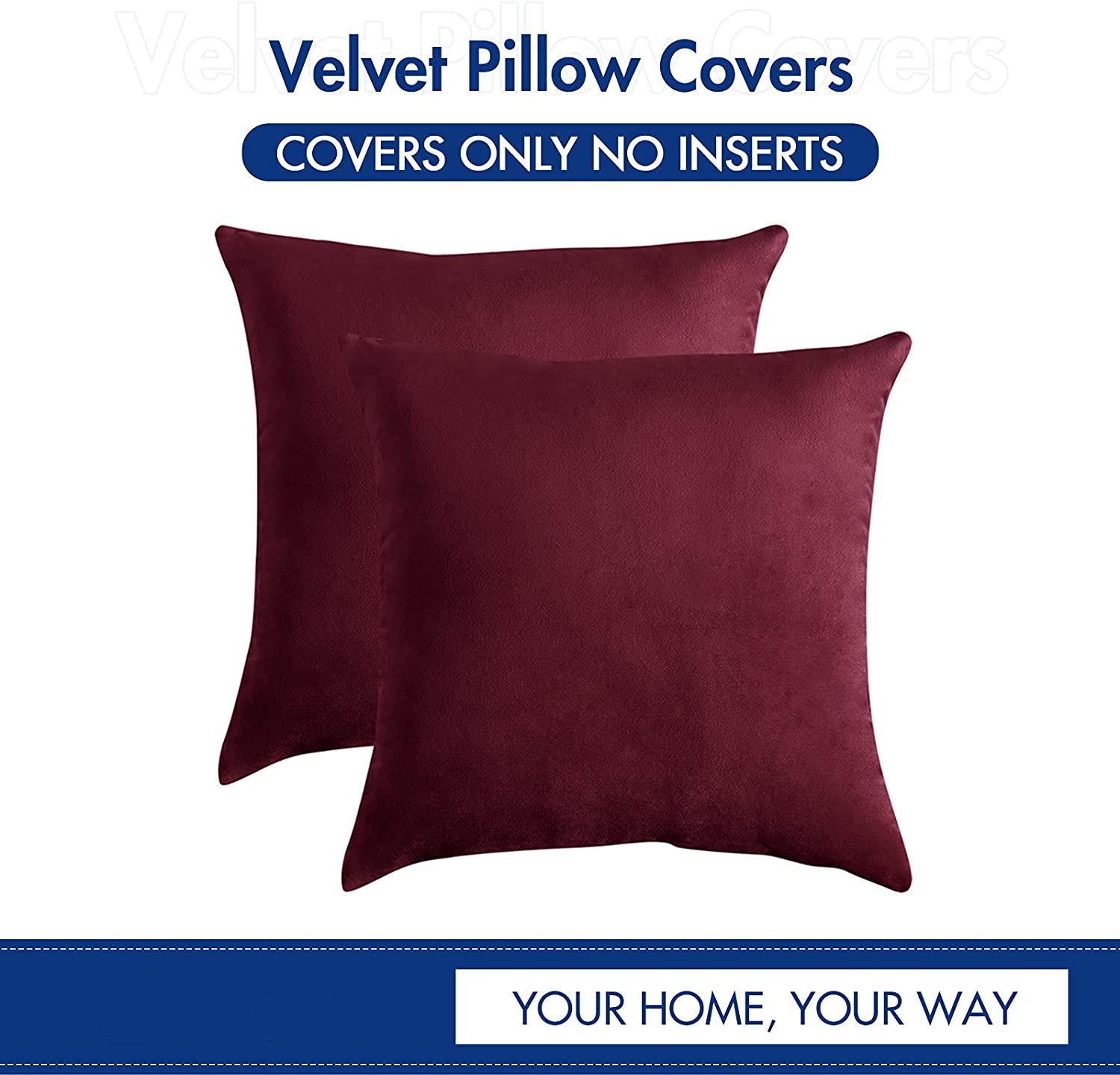Christmas Velvet Soft Solid Decorative Square Throw Pillow Covers Sofa Pillowcases Decor