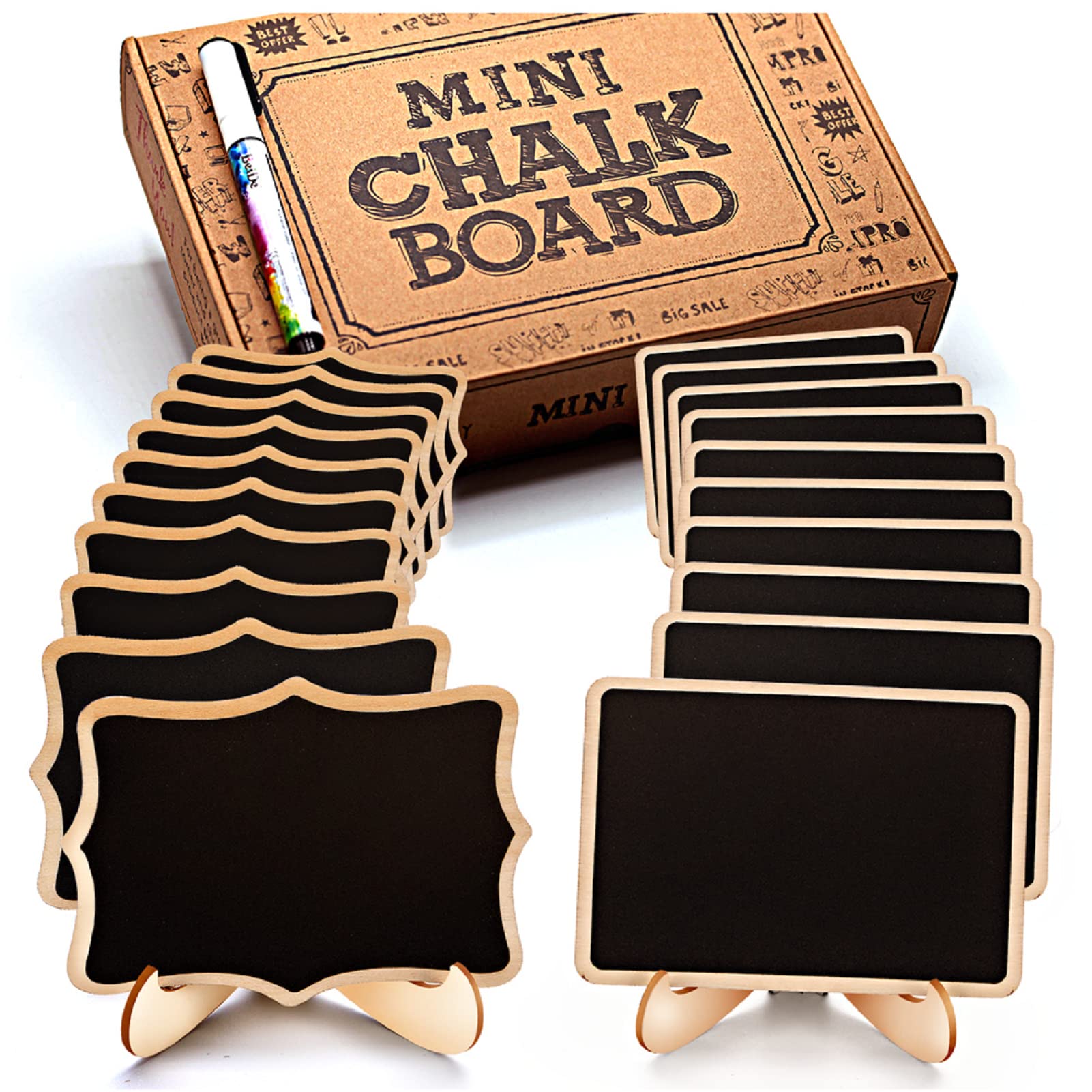 Small <a href='/chalk/'>Chalk</a>board Labels Wooden Blackboard Mini Signs Message Board Decorations