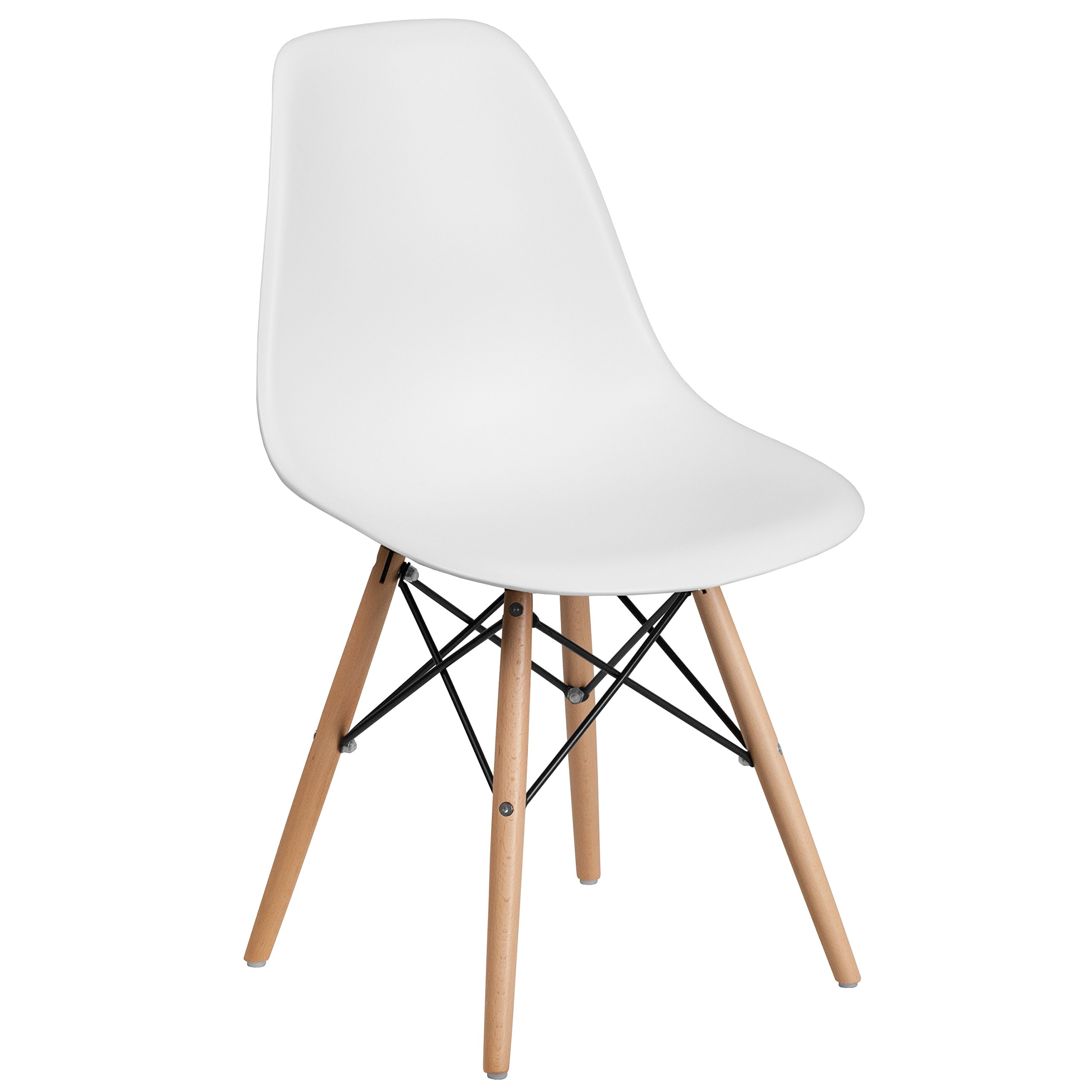 White <a href='/plastic-chair/'>Plastic Chair</a> with Wooden Legs Home Decor