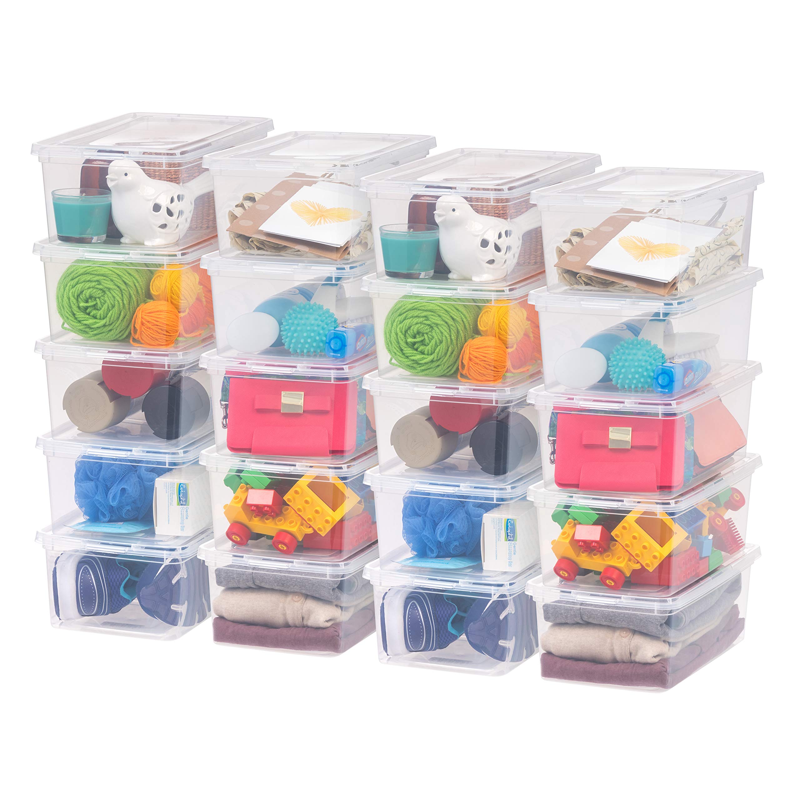 Plastic Storage Container Bin with Latching Lid Shoebox Closet Organization