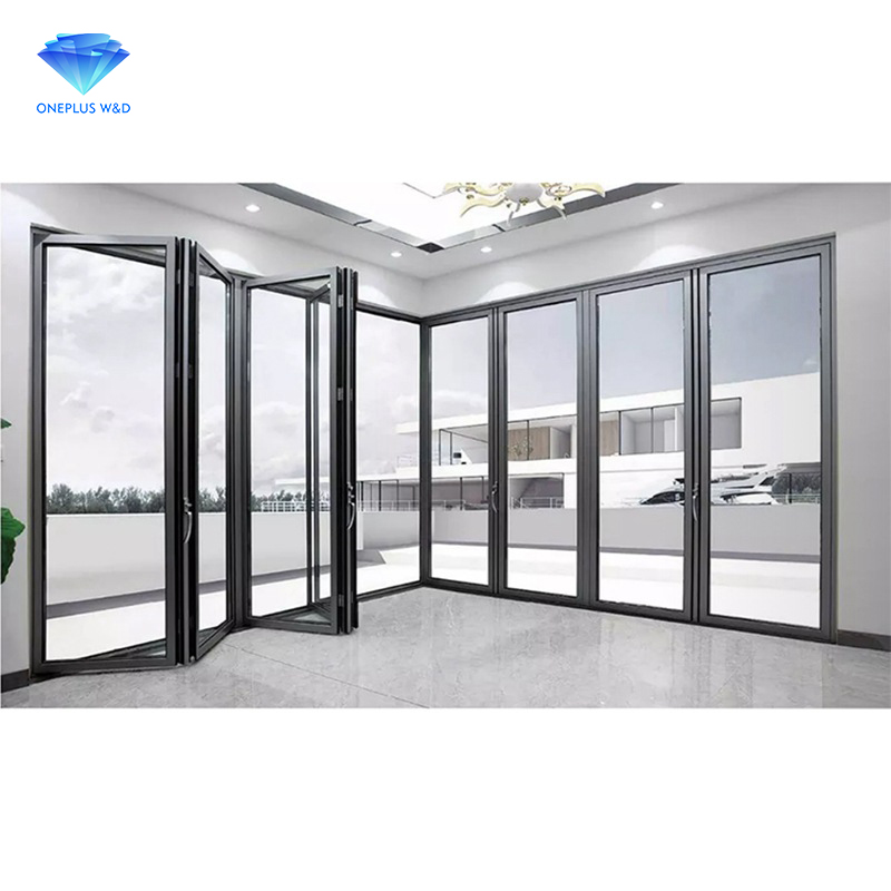 Customized Hot Sale <a href='/aluminium/'>Aluminium</a> Alloy Glass Bifold Door Puertas De Cristal Para Exterior Waterproof Design Folding Door