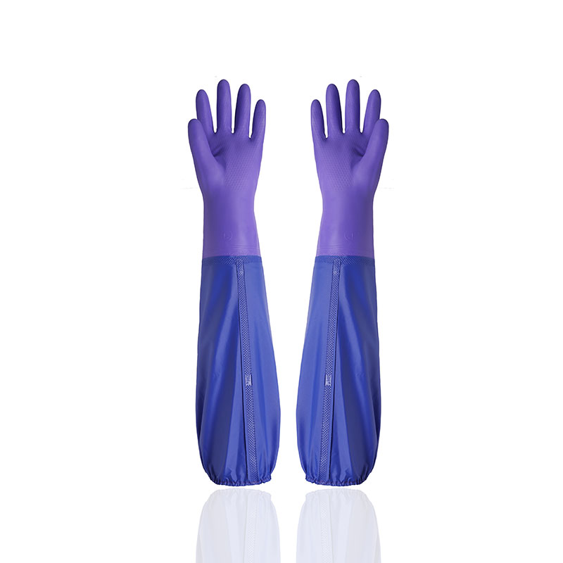 62cm Household vinyl Cleaning Gloves with soft lining long sleeve