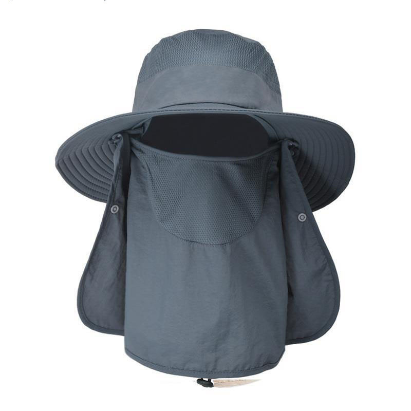 Outdoor Wide Brim Fishing Hat Face Neck Flap 