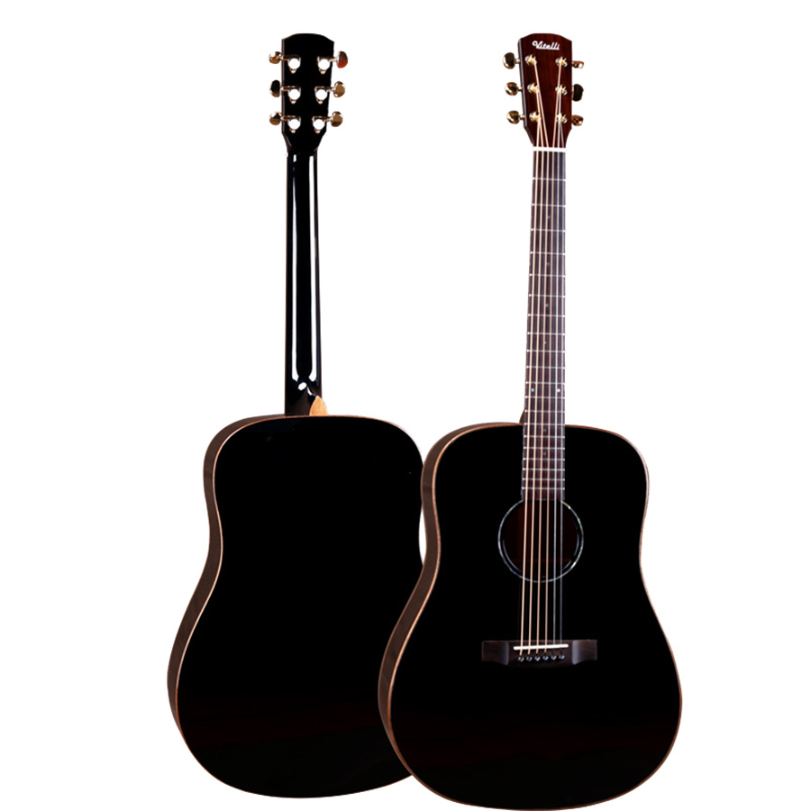 Solid Top <a href='/black-guitars/'>Black Guitars</a> Dreadnought Shape Mahogany 