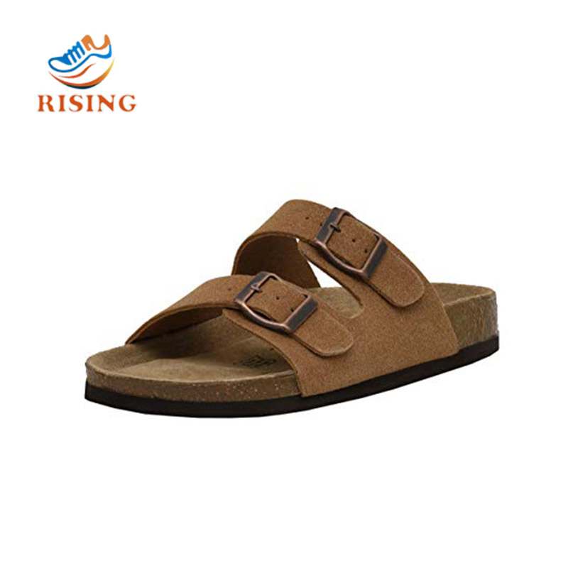 Cow Suede Leather Flat <a href='/sandals/'>Sandals</a>,2-Strap Adjustable Buckle