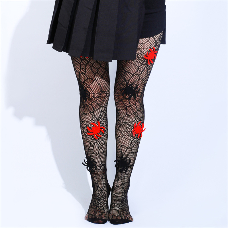 Halloween Jacquard Print Pantyhose High Waisted Fishnet Tights Sexy Mesh Fishnet Stockings Womens Spiderweb Net Tights <a href='/black-pantyhose/'>Black Pantyhose</a>