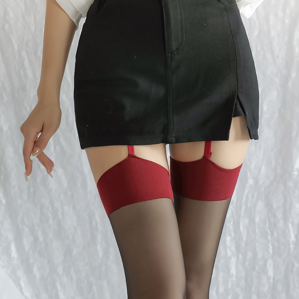 Women Sex Stockings Sexy Suspenders One Socks Pure Red Stockings <a href='/lingerie/'>Lingerie</a> with Garter and Stockings Red Knee High Socks