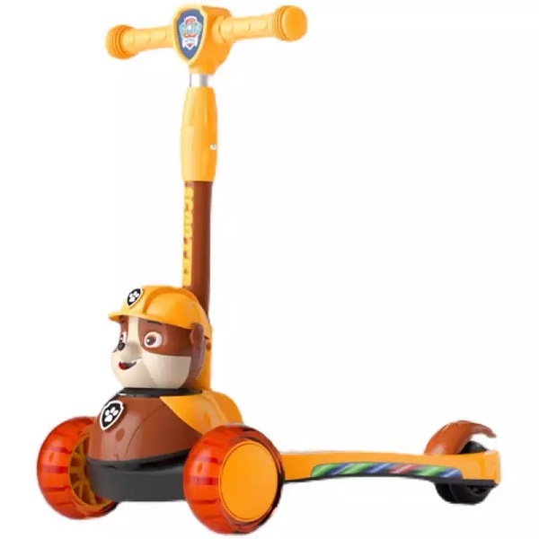PU flash wheel music light folding function Children's scooter PAW toys