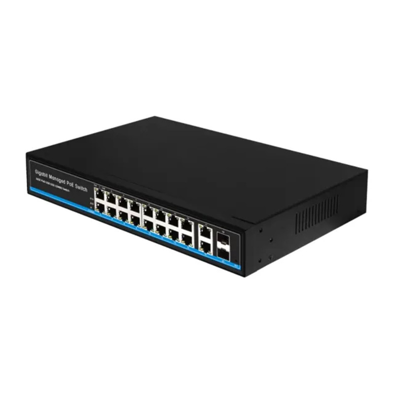 16 ports 10/100/1000Mpbs PoE Switch + 2 Gigabit RJ45 + 2 Gigabit SFP Managed