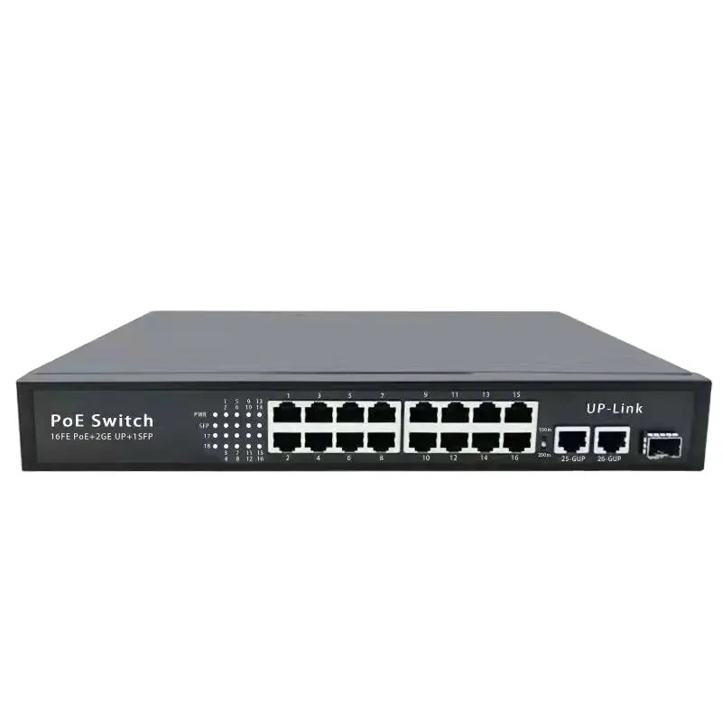 Full Gigabit Poe Switch 16 ports + 2 Gigabit RJ45 + 2 Gigabit SFP Managed