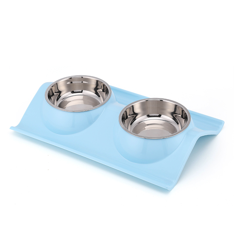 Premium Double Stainless Steel Dog <a href='/pet-bowl/'>Pet Bowl</a>s with plastic base