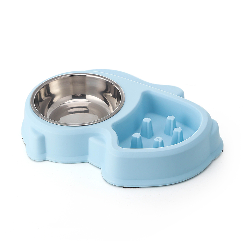 Slow Eating Stainless Steel Double Dog <a href='/pet-bowl/'>Pet Bowl</a>s 2 in 1 Dog Bowls