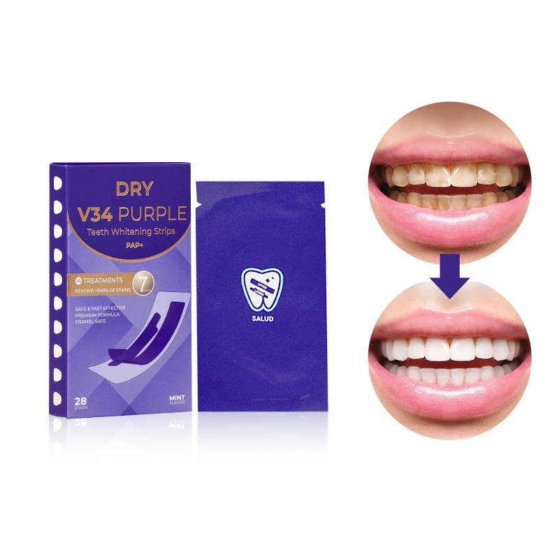 Hot Selling Household Good Quality Instant Bright White No Sensitivity V34 Teeth Whitening Dry Strips