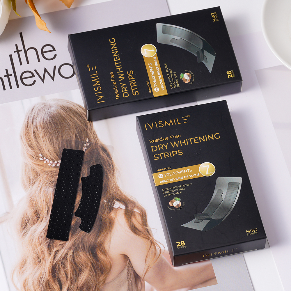 IVISMILE New Arrive PAP+ Charcoal With Private Label Professional Whitening Teeth Strips