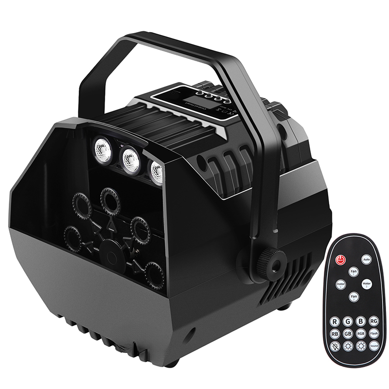 Bubble Machine with 3 Led Lights Remote Control Led Portable Stage Bubble Machine Automatic Soap Bubble Machine Gift For Birthday Party Wedding