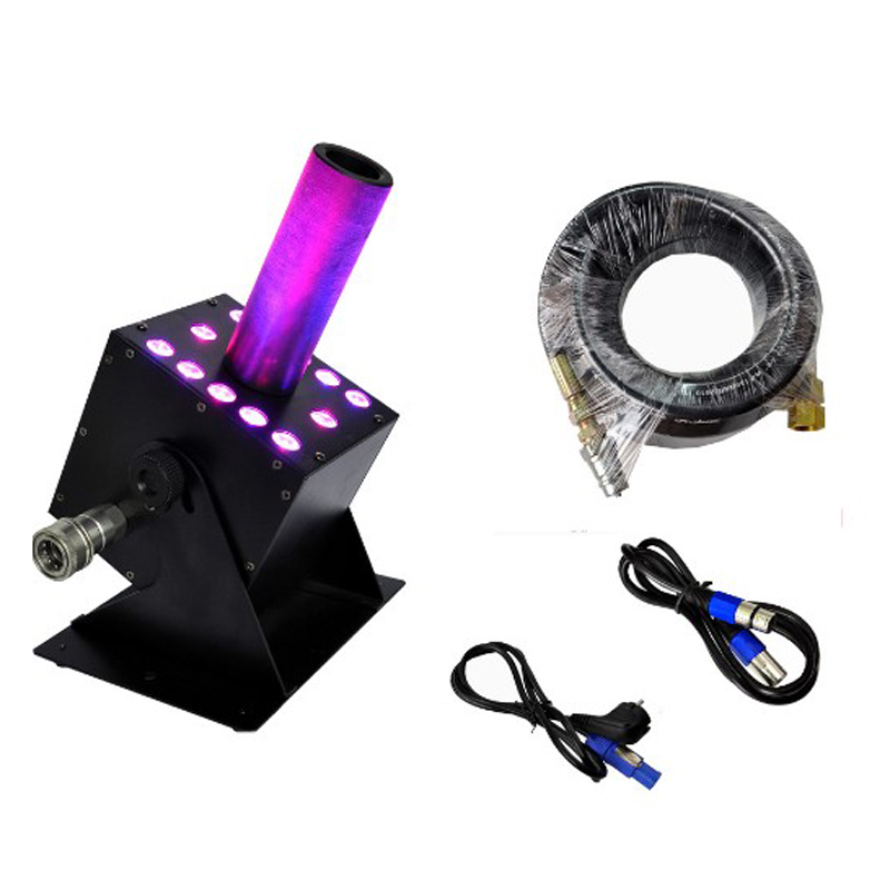 Led CO2 Jet Machine Digital DMX Control 6 Channels CO2 LED Cannon with 6m Resin Hose Single Pipe Stage Effect CO2 Jet Fogger Smoke Machine for Nightclubs
