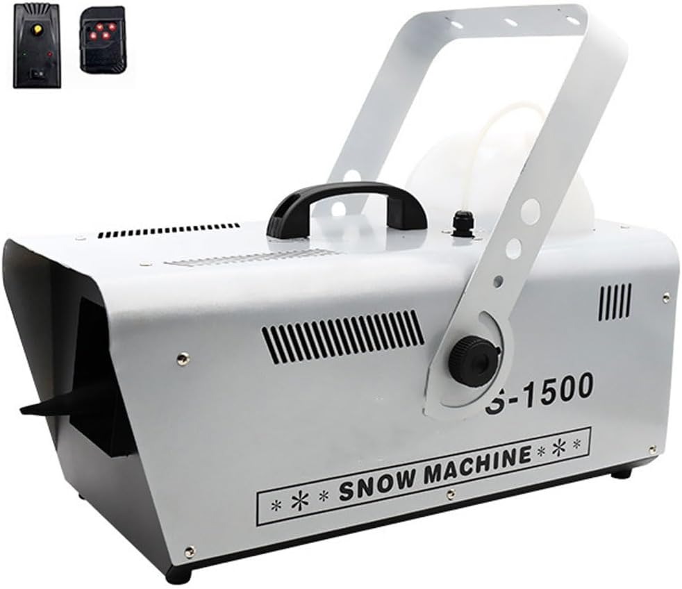  Portable Snow Machine 1500W Stage Snowflake Maker with Remote Control for Outdoors Fake Snow Making Machine Artificial Snow Blower for Christmas, Wedding, Kids Party, Stage Effect, DJ Stage