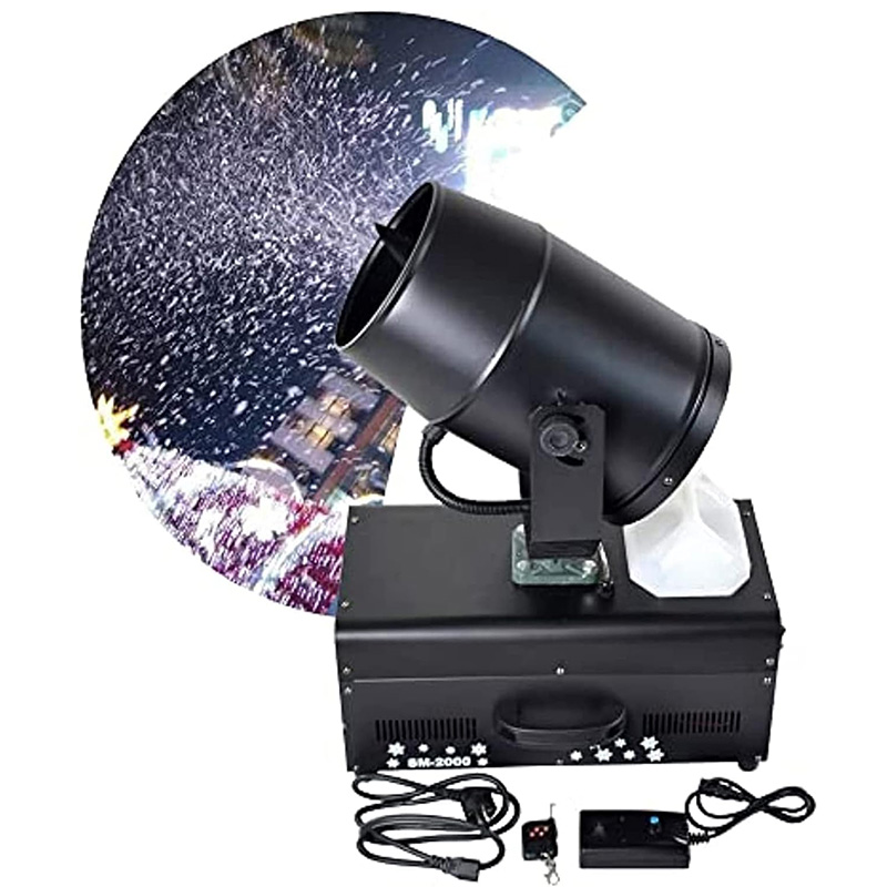 Professional Snow Machine 2000W Fake Snow Maker Machine Stage Snowflake Maker with Remote Control 180° Swing Snowflake Blizzard Effect for Christmas Wedding Parties and DJ Stage