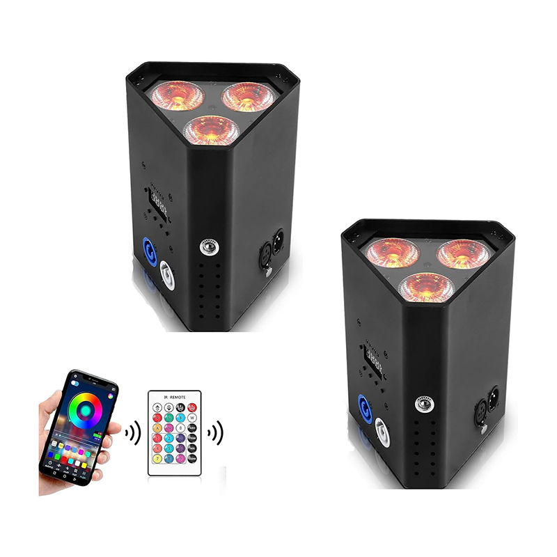 Wireless Uplighting Wireless Par Lights 3x18W RGBWA+UV Stage Lights 4800 mAh APP Stage Uplighting with WiFi Mobile Phone APP Control for Wedding DJ Disco Events Home Party