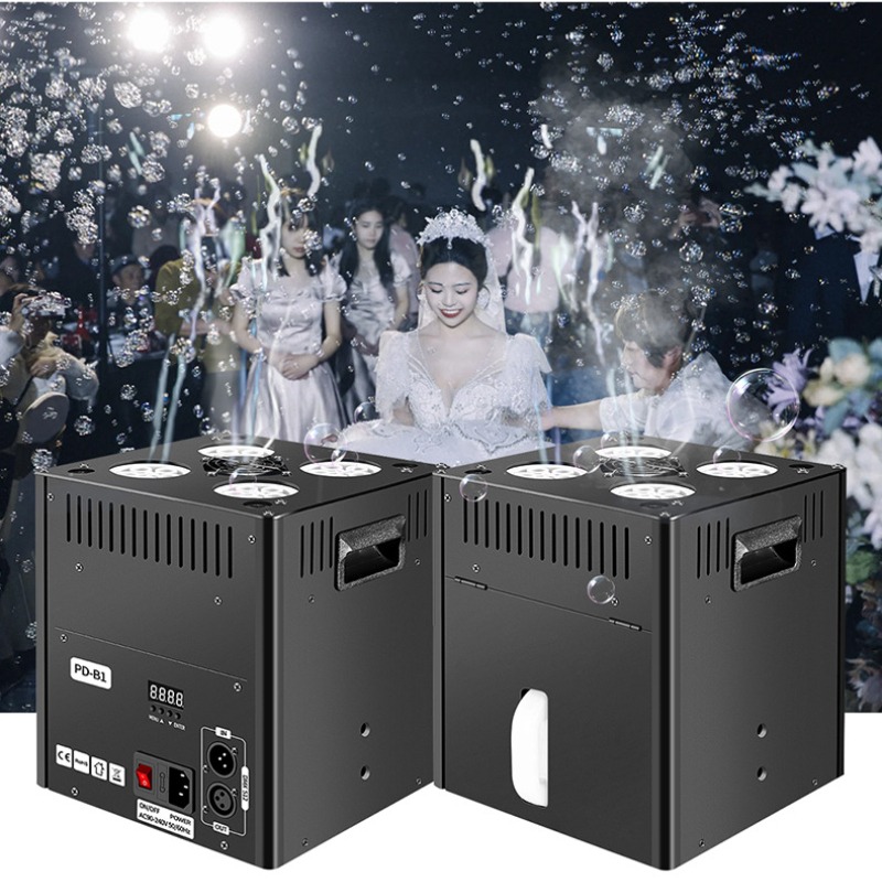 Newest Patent Design Wedding Stage Bubble Machine with Lights DMX Control Wireless Remote Bubble Machine