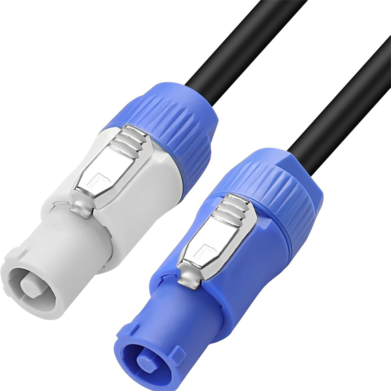 PowerCon Power Extension Cable Professional AC 16AWG 3 PIN Male to Male Blue in to Gray Out Power Connector Cable for LED Screen Beam Moving Head Light,Stage Light,Speaker