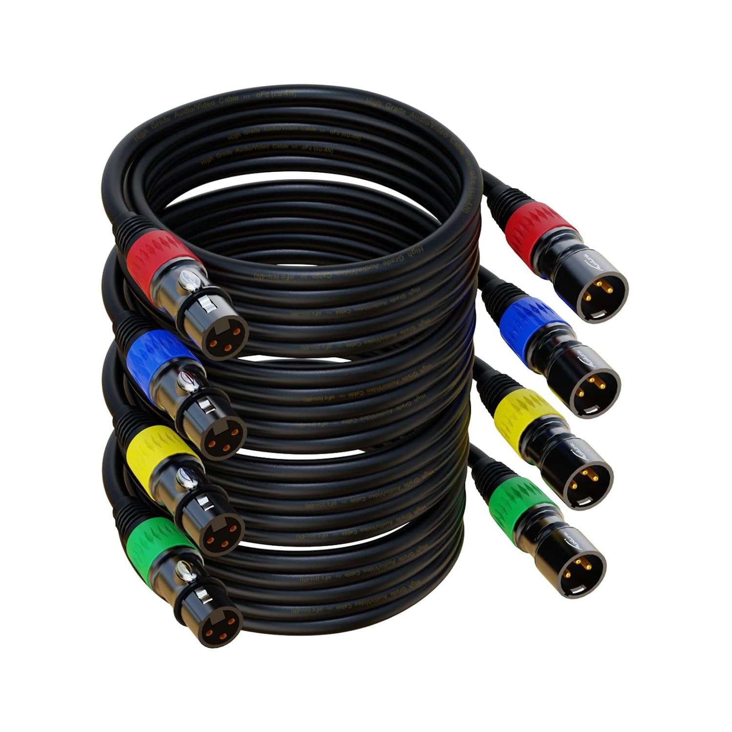 Professional XLR Cables XLR Microphone Cable Gold-Plated 3-pin XLR Speaker Cable Male to Female Balanced Mic Cable for Studio Monitor, Mixer, DMX, Colorful