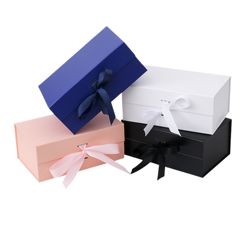 High Quality Customized Size and Color One-piece Hard Folding <a href='/gift-box-with/'>Gift Box With</a> A Bowknot Ribbon