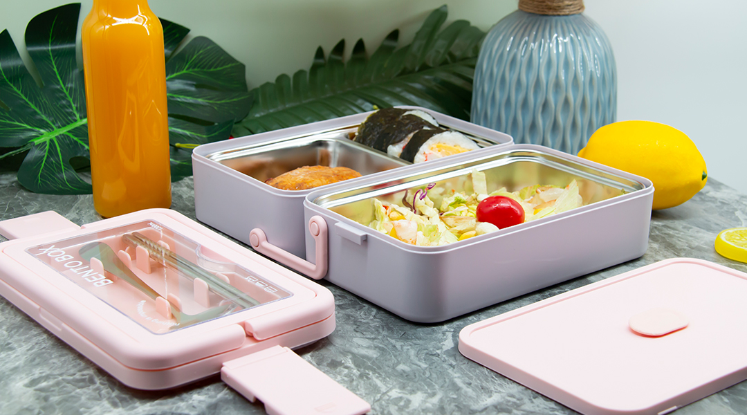 Popular 2Layers Plastic Stainless Steel Food Lunch Box