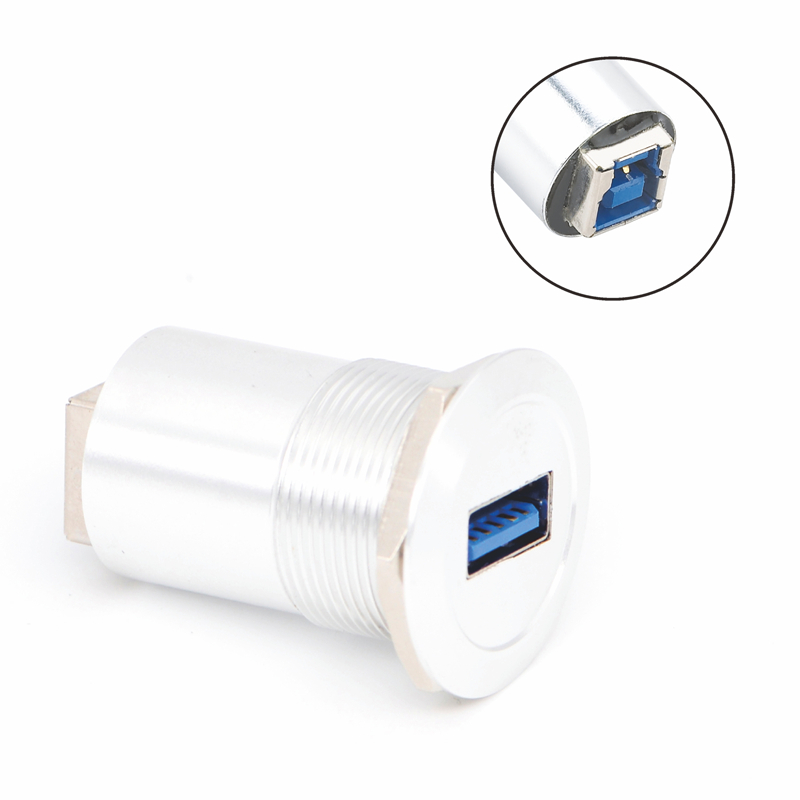 22mm mounting diameter metal Aluminium anodized USB connector socket USB3.0 Female A to Female B