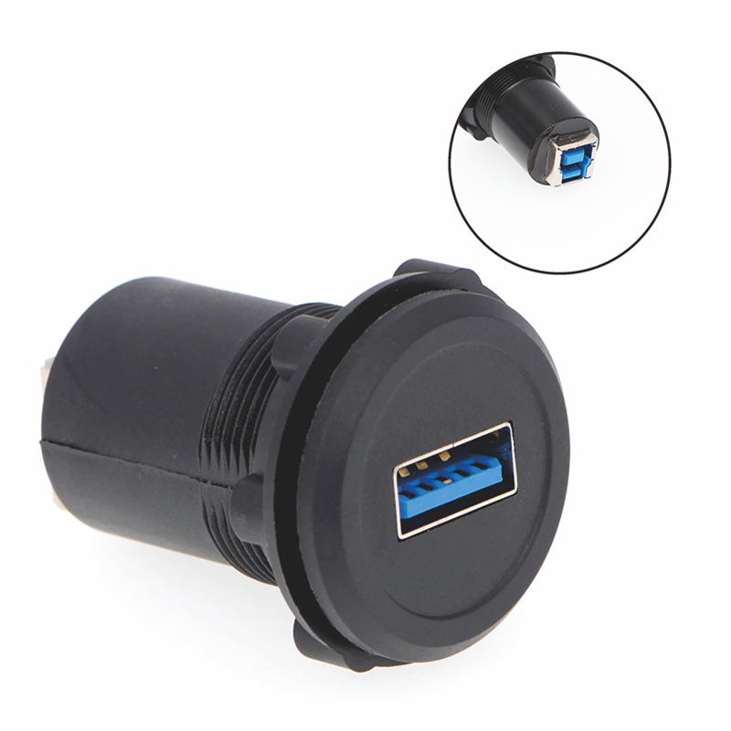 22mm mounting diameter plastic USB connector socket USB3.0 Female A to Female B