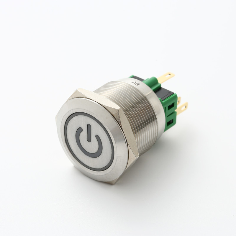 ELEWIND 22mm metal Stainless steel Ring illuminated power symbol push button switch(PM221F-11■ET/J/△/▲/◎)