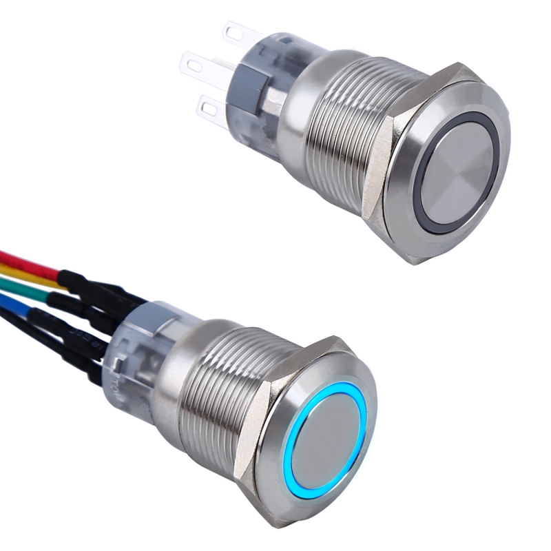 ELEWIND 19mm  stainless steel Pin terminal or 15cm cable wiring push button switch ( PM192F-11ZE/G/S )