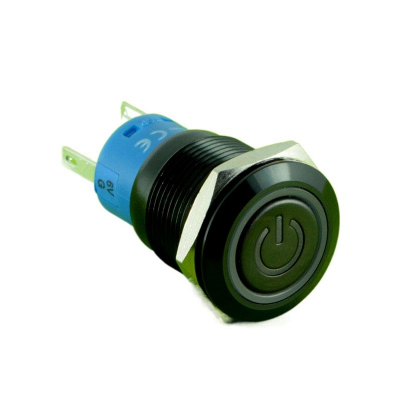 ELEWIND 19mm black illuminated power symbol Momentary push button ( PM192F-11ET/R/12V/A with illuminated power symbol )