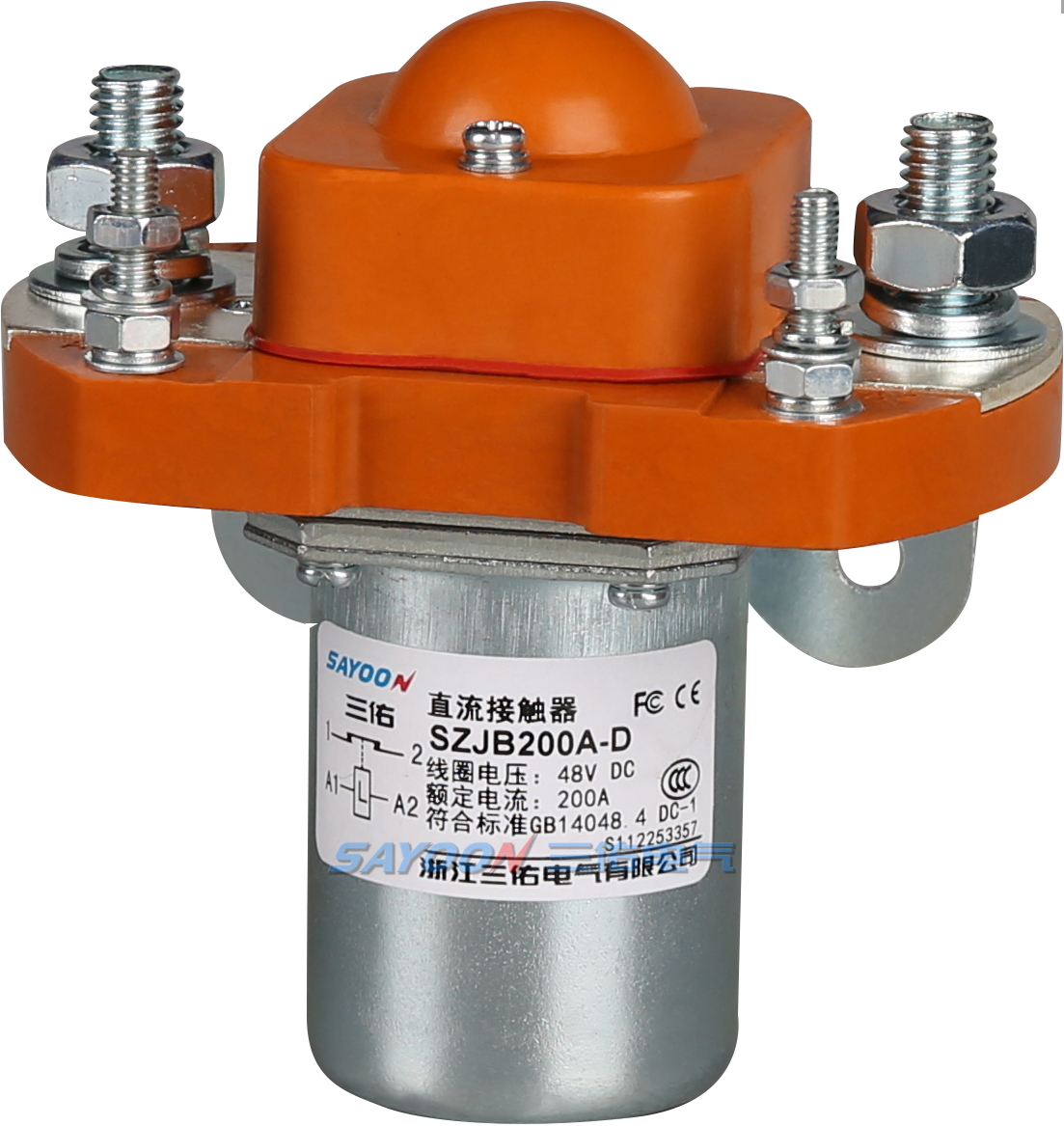 SAYOON 200A RoHS approved 48v 36v 24v 12v standard type solenoid coil <a href='/dc-contactor/'>dc contactor</a> SZJB200A/SZJB200A-D/MZJ-200B