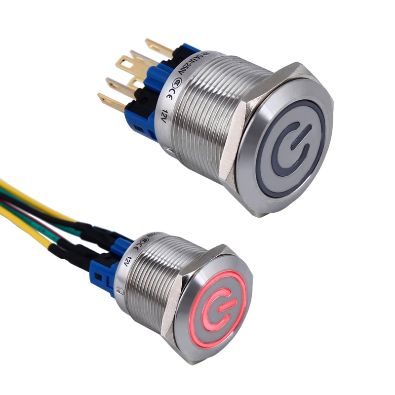 ELEWIND 22mm stainless steel illuminated power symbol push button switch(PM221F-11ZET/B/S)