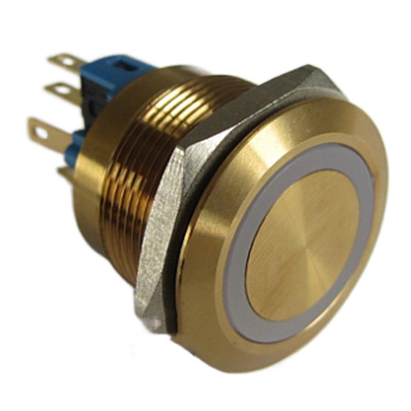 ELEWIND 22mm champagne color Ring illuminated Momentary latching metal Stainless steel push button switch(PM221F-11E/B/12V/CS)