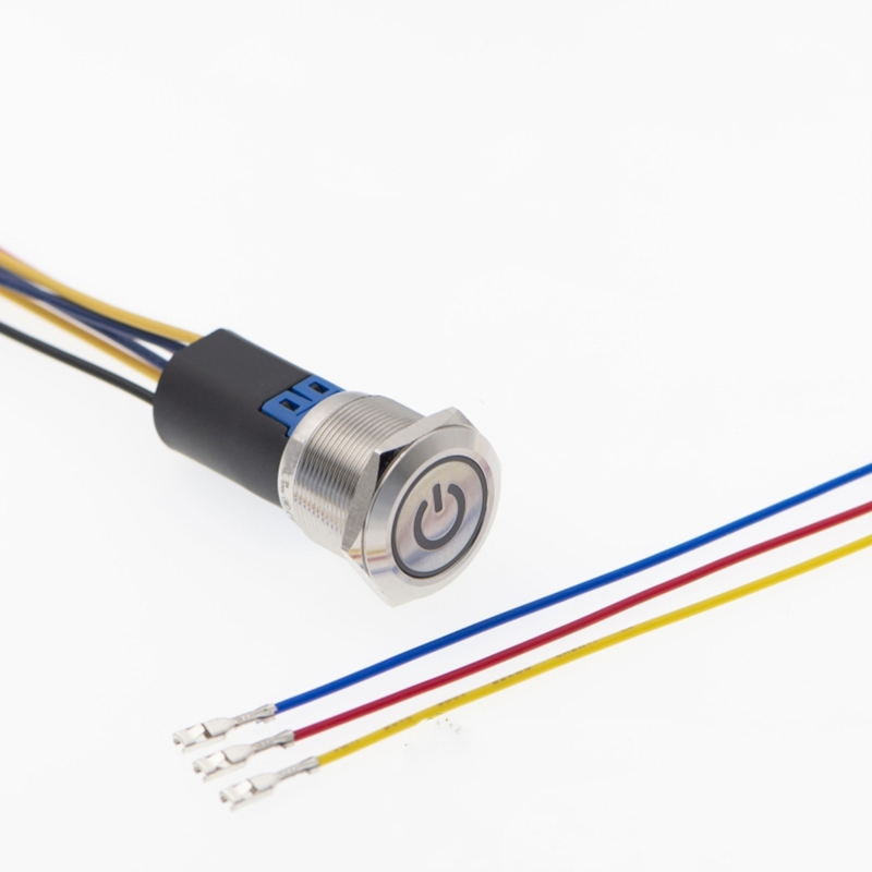 ELEWIND 25mm illuminated Power symbol Momentary push button switch with connector(PM251F-11ET/B/12V/S)