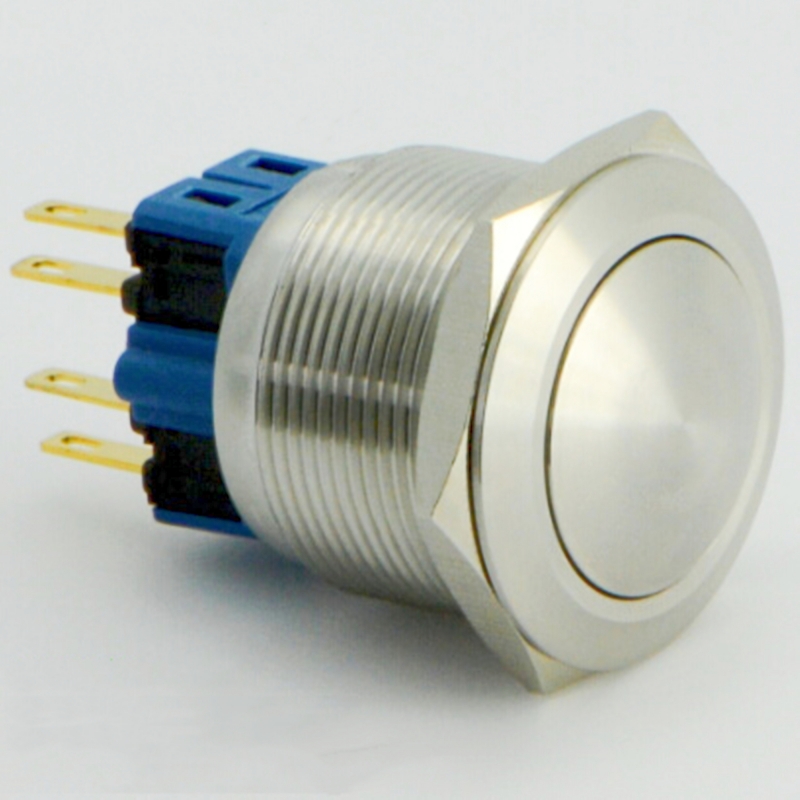 ELEWIND 25mm Stainless steel Momentary (<a href='/1no1nc/'>1NO1NC</a>) Domed head 4 Pin terminal  push button switch ( PM251B-11/S )