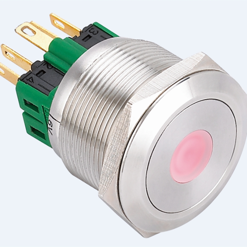 ELEWIND 25mm Stainless steel Latching or Momentary <a href='/1no1nc/'>1NO1NC</a> or 2NO2NC Ring illuminated push button switch(PM251F-11ZD/R/12V/S)