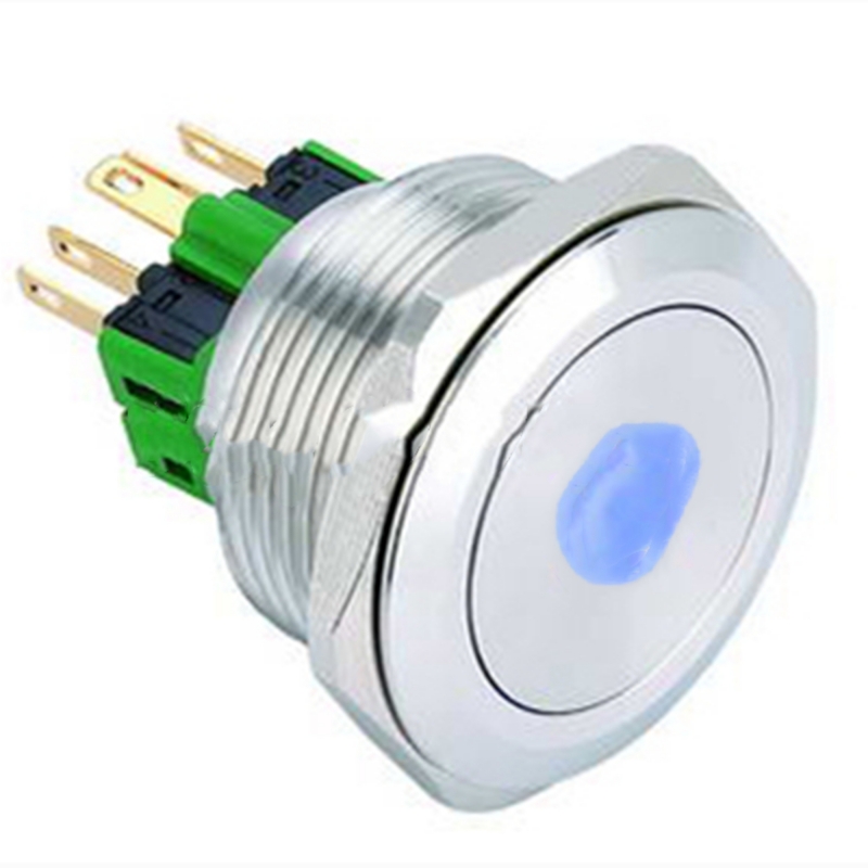 ELEWIND 30mmStainless steel Dot illuminated push Momentary or Latching <a href='/1no1nc/'>1NO1NC</a> or 2NO2NC button switch(PM301F-11D/B/12V/S)