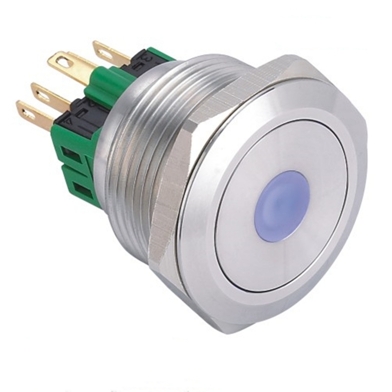 ELEWIND 28mm Stainless steel Dot illuminated push Momentary or Latching <a href='/1no1nc/'>1NO1NC</a> or 2NO2NC button switch(PM281F-11ZD/B/12V/S)