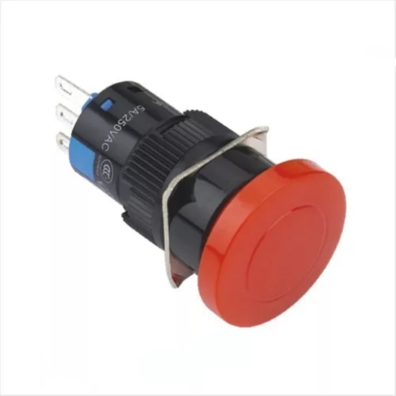 ELEWIND 16mm  Round Plastic 3 PIN terminal Momentary (<a href='/1no1nc/'>1NO1NC</a>) Mushroom push button switch (PB161M-11/R without light)
