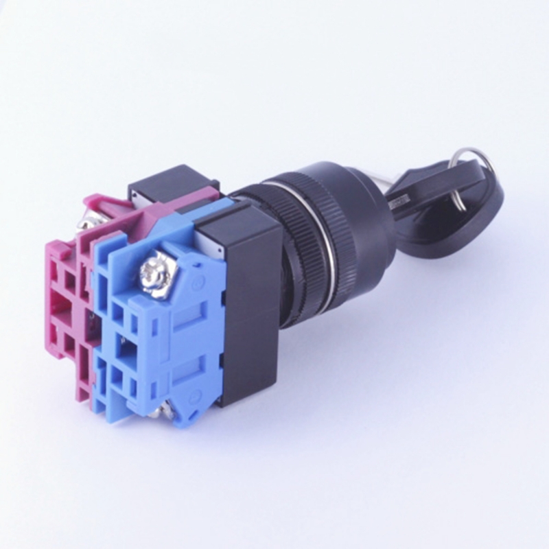 ELEWIND 22mm Screw terminal <a href='/1no1nc/'>1NO1NC</a> two position key lock switch black Cap color ( PB221-11Y/21 )