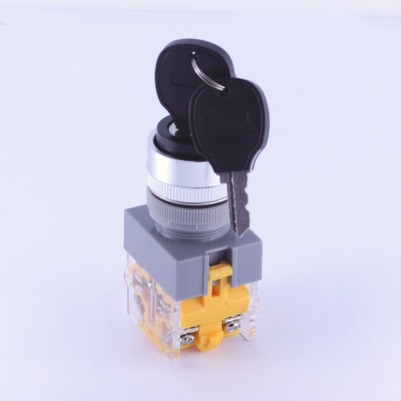 ELEWIND 22mm Plastic Screw terminal <a href='/1no1nc/'>1NO1NC</a> 2 Postition maintain KEY lock switch BLACK Cap color ( PB222-11Y/21 )