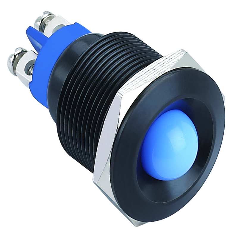 19mm domed head metal Black brass Stainless steel nickel plated brass IP67 LED <a href='/indicator-light/'>Indicator Light</a> pilot signal lamp (PM19B-D)