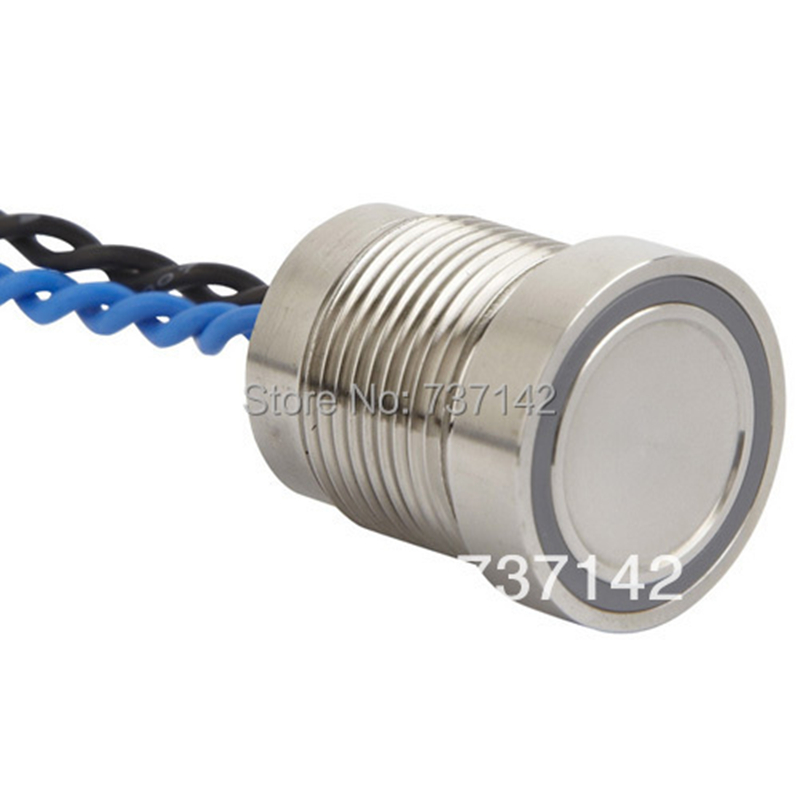ELEWIND 16mm Stainless Steel or black or silver aluminum anodized Ring illuminated Piezo switch (PS165P10YSS1B24,Rohs,CE)